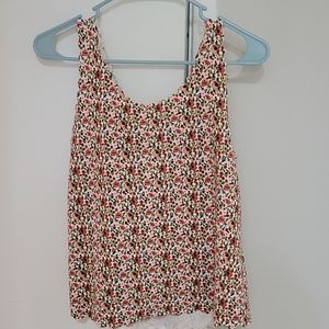 Pink floral scalloped neck h&m tank top